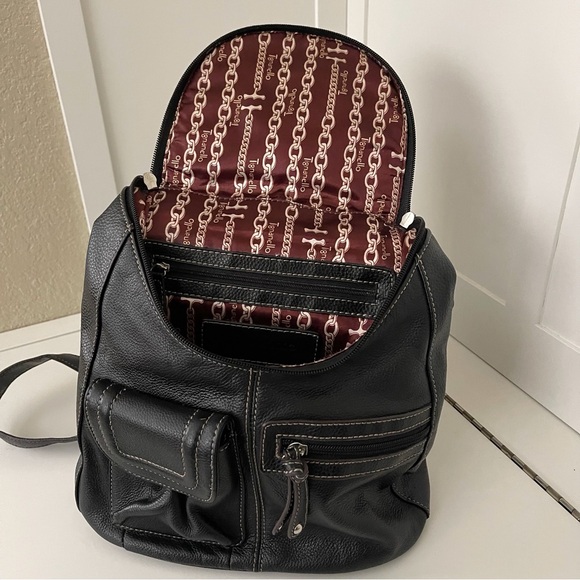 Tignanello Backpack Handbag Purse Leather Black - Picture 6 of 16